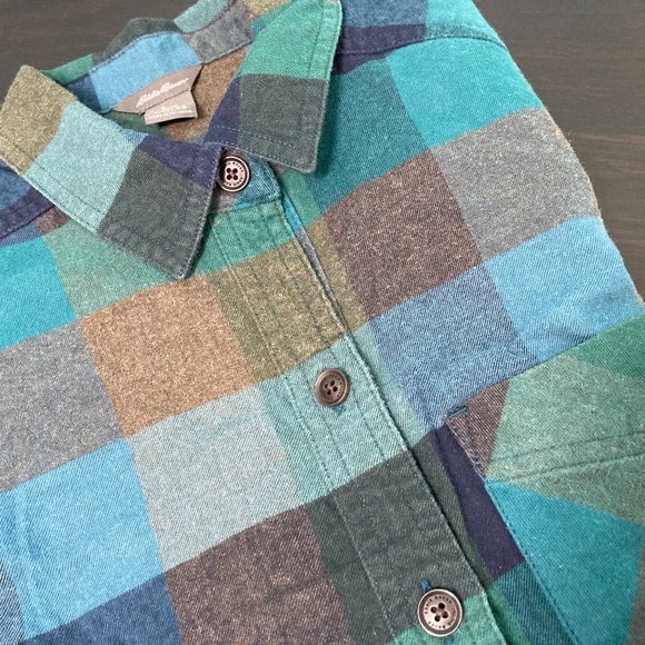 LAST CHANCE - Donating 5/25 Eddie Bauer Teal / Blue / Green Flannel - Picture 3 of 3